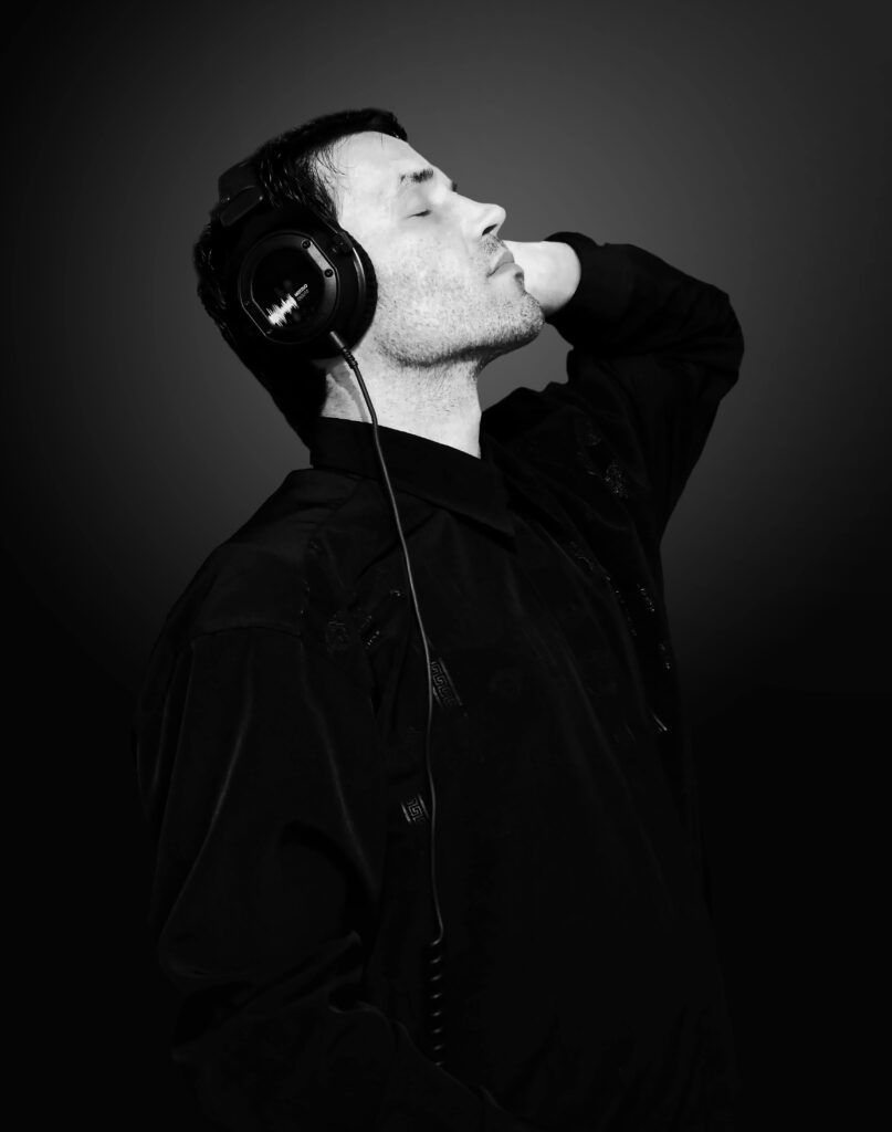 Hi-Fi Headphones Man Person Music Black And White White Photography 807x1024